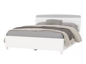 Кровать - 1600 МИЛАНА 4-22906 с встроенным основанием, белый + серый