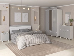 Спальня МИЛАНА Комплект 2, белый + серый